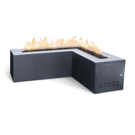 The Outdoor Plus 72 L-Shaped Whitney Fire Table - Powder Coated Metal - Gray - Match Lit - Liquid Propane OPT-WHTPC72-GRY-LP